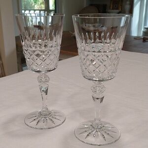 Galway Irish cut crystal water goblets 7 3/4" tall pair of 2